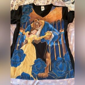 Beautiful Beauty in the Beast top scrub size large